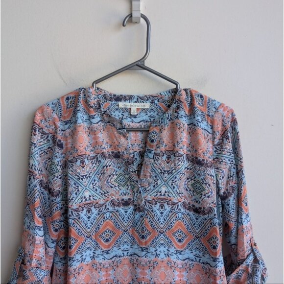 Daniel Rainn Boho Paisley 3/4 Sleeve Blouse - Picture 2 of 4